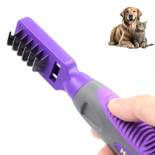 Peine desamatador para perros de Hertzko - Herramienta de aseo para mascotas de pelo largo y corto - Removedor de pelo enmarañado para gatos