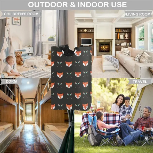 Miniatura 7 de visesunny Cesta de lavandería plegable con diseño de zorros y flechas de animales, de tela Oxford, organizador de juguetes con asa para baño, Multi28