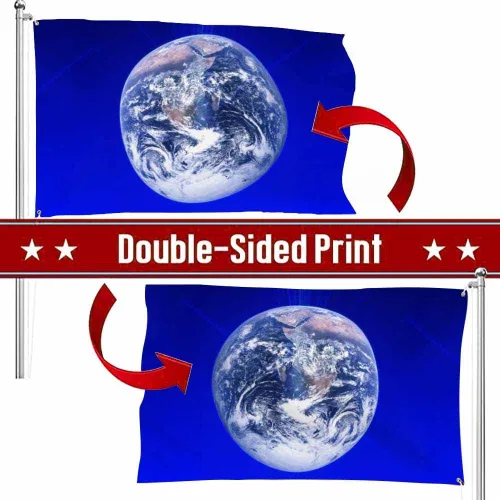 Miniatura 3 de Swono Bandera del planeta Tierra – 3 x 5 pies Día de la Tierra Ambiental Global Red de Comunicación Global Bandera para exteriores, interiores