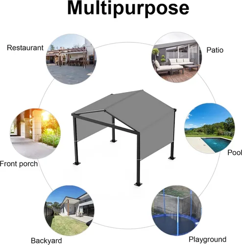 Miniatura 5 de Cubierta de sombra de pérgola Parasol Rectángulo Toldo Tela de bloqueo UV Gris