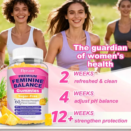Miniatura 6 de Gomitas de equilibrio femenino para mujer, gomitas de equilibrio de pH que apoyan la flora vaginal, la salud intestinal y el sistema inmunológico