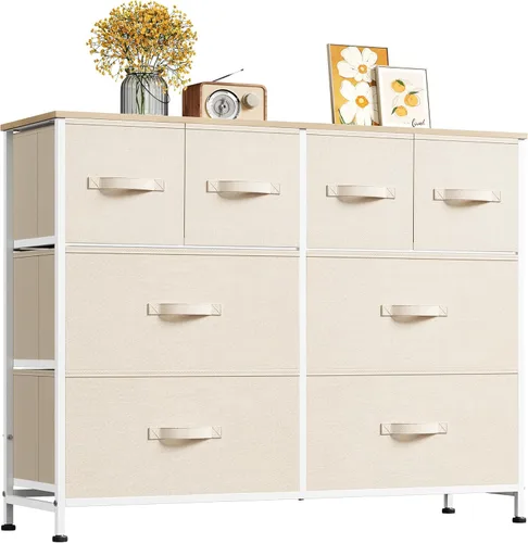 Miniatura 14 de WLIVE Cómoda para dormitorio con 8 cajones, cómoda de tela ancha para almacenamiento y organización, cómodas de dormitorio, cajonera para sala