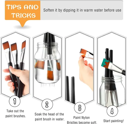 Miniatura 4 de Zonon 10 pinceles de pintura de cabeza plana de 1 pulgada, pinceles de pintura acrílica de acuarela a granel, pinceles de pelo de nailon sintético