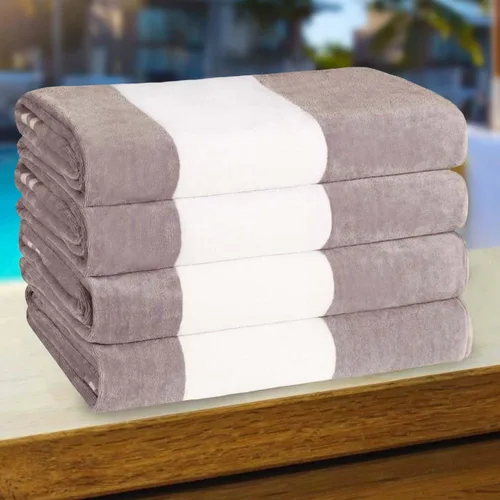 Miniatura 62 de Superior Juego de toallas de playa de algodón de gran tamaño de 4 piezas, toallas absorbentes para baño, playa, piscina, natación, adultos, niños