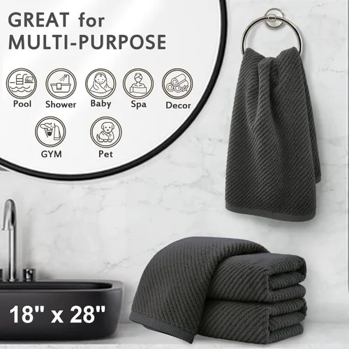 Miniatura 124 de VOOVA & MOVAS Toallas de mano blancas - 100% algodón Ligeras Gruesas Secado rápido Suaves Absorbentes, paquete de 4 piezas grandes de 18