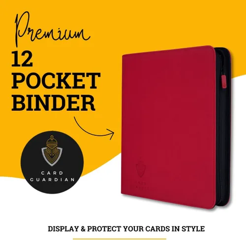 Miniatura 2 de Card Guardian - Carpeta prémium de 12 bolsillos con cremallera para 480 tarjetas coleccionables TCG (rojo) Carpeta perfecta para tarjetas Yugioh
