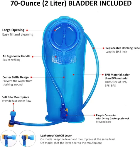 Miniatura 5 de Unigear Hydration Pack Backpack with 70 oz 2L Water Bladder for Running, Hiking, Cycling, Climbing, Camping, Biking