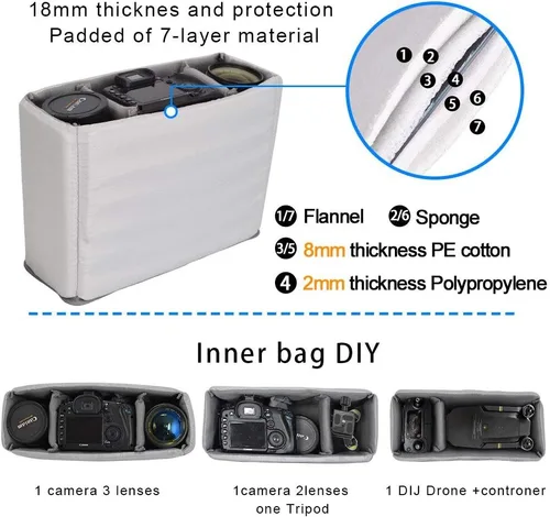 Miniatura 3 de CADeN Bolsa de hombro para cámara con compartimento para portátil de 14 pulgadas, soporte para trípode, compatible con Nikon, Canon, Sony, cámaras
