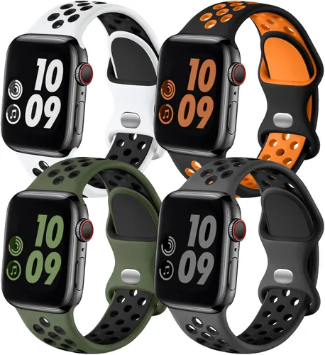 Miniatura 21 de Adorve 4 Pack Sport Bands Compatible with Apple Watch Bands for Men Women 49mm 46mm 45mm 44mm 42mm 41mm 40mm 38mm,Breathable Soft Silicone Strap for