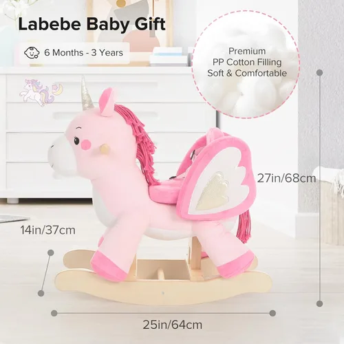 Miniatura 7 de labebe - Caballo mecedor para bebé, unicornio para montar, juguete de paseo para niños de 6 meses a 3 años, bebé (niño niña) juguete de peluche