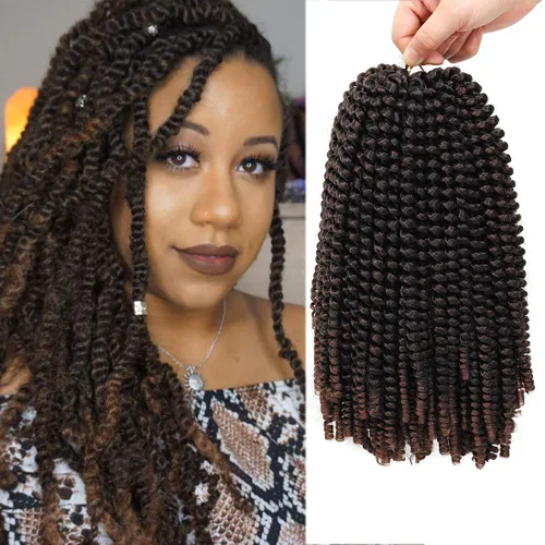 Miniatura 18 de Beyond Beauty Cabello de Ganchillo Spring Twist 90 hebras 8 pulgadas Spring Twists Esponjosas Trenzado, Trenzas de Ganchillo Spring Twist Bomb Twist
