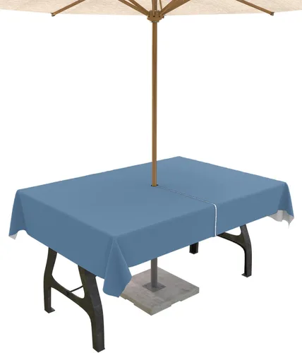 Miniatura 31 de QueenKer Mantel de exterior verde oliva con agujero para sombrilla y cremallera, mantel de color sólido para mesas cuadradas, colección de mesa