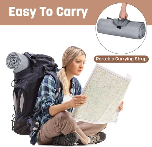 Miniatura 3 de Tirrinia Manta impermeable para exteriores con forro sherpa, resistente al viento, triple capa, cálida y cómoda, plegable para camping, estadio