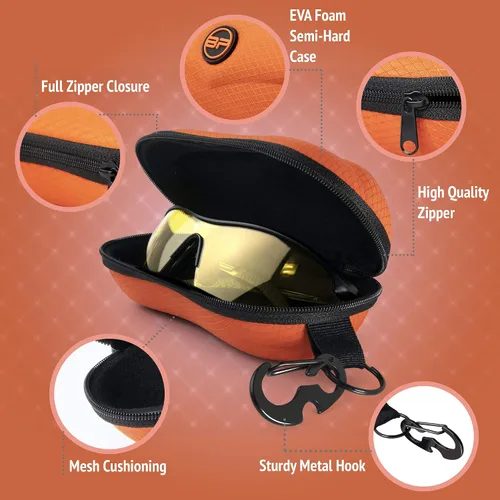 Miniatura 5 de BLUPOND Funda de gafas de sol semiduro de EVA con gancho de metal para colgar clip de cinturón para almacenamiento de gafas de sol