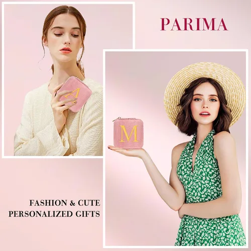 Miniatura 3 de Parima Regalos personalizados para mujeres Joyero de viaje de terciopelo de felpa, pequeño joyero, organizador con monograma, regalos para mujeres