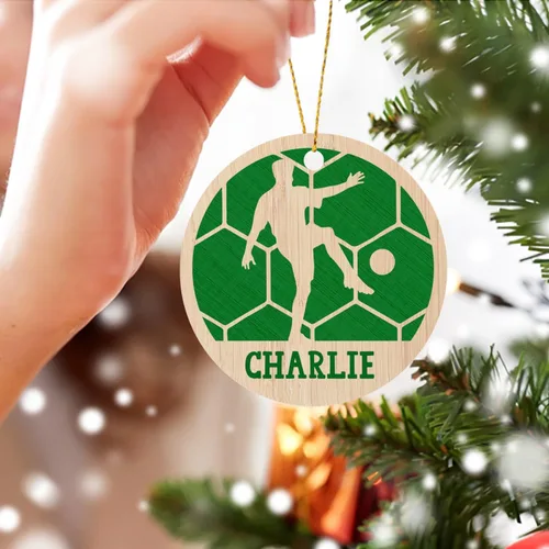 Miniatura 5 de Adorno de Navidad de balón de fútbol, adorno de fútbol personalizado con nombre, adorno de jugador de fútbol personalizado para árbol de Navidad