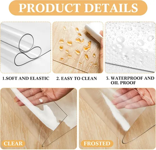 Miniatura 4 de Protector para mesita de noche, protector de plástico transparente de 15.8 x 23.6 pulgadas, 0.059 in de grosor, rectangular, de cloruro