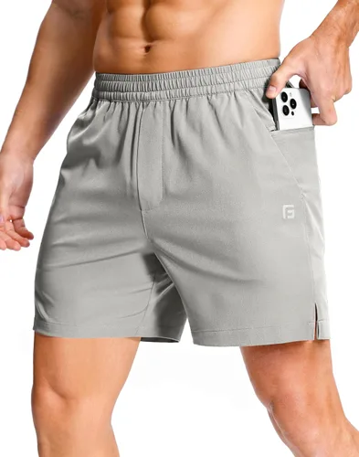 Miniatura 32 de GGJ Pantalones cortos deportivos ligeros para hombre con 2 bolsillos con cremallera de 7/5/9 pulgadas, pantalones cortos de tenis de secado rápido