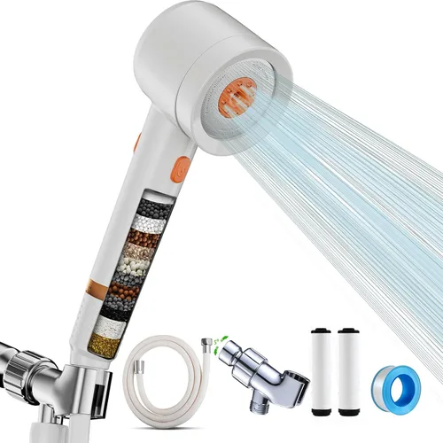 Miniatura 10 de Cabezal de ducha de alta presión con mango, cabezal de ducha con filtro con interruptor de pausa, cabezal de ducha con filtro de ahorro de agua