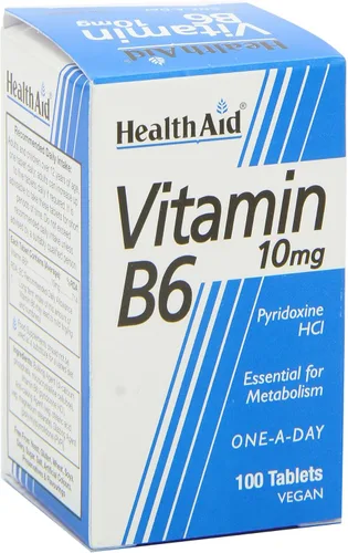 Miniatura 5 de Health Aid Vitamina B6 (Piridoxina HCl) 10 mg 100 Tabletas