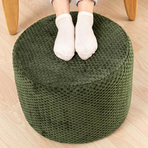 Miniatura 2 de Reposapiés otomano relleno redondo bohemio puf de piso asiento sillón reposapiés taburete cojín de piso saco puf otomano 18x18x14 pulgadas bosque