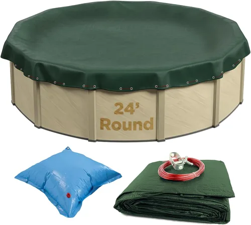 Miniatura 9 de Buffalo Blizzard Ripstopper - Funda de invierno verde para piscinas redondas sobre el suelo de 12 pies La superposición de 4 pies permite una