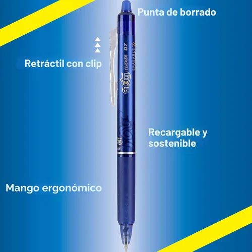 Miniatura 5 de PILOT FriXion Clicker - Bolígrafos de tinta de gel borrables, recargables y retráctiles, punta fina, tintas de color negro, azul y rojo, paquete