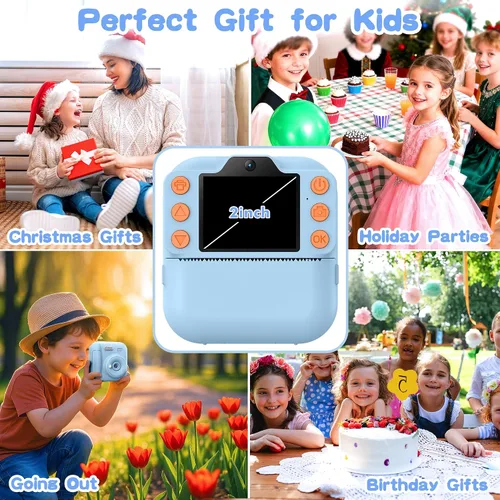 Miniatura 5 de Cámara de Impresión Instantánea para Niños, Juguetes para Niños Pequeños Cámara Digital de Impresión Instantánea para Edades de 3 a 12 años, Regalos