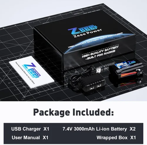 Miniatura 7 de Zeee 2S - Batería de iones de litio de 3000 mAh, 7.4 V, conector SM 2P, batería recargable RC con cargador de batería de 7.4 V, compatible con WPL