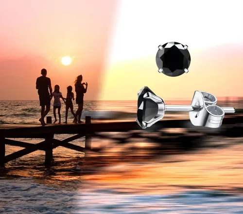 Miniatura 6 de Impresionante piedra de cuarzo hipoalergénica de obsidiana negra 5A, acero inoxidable 316L, hipoalergénicos, para cartílago tragus, caja de regalo