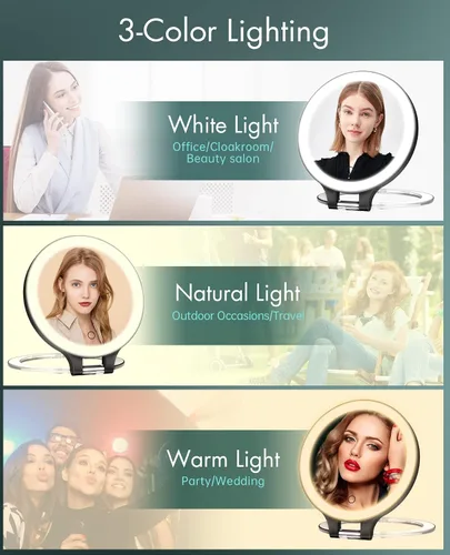 Miniatura 5 de FASCINATE Espejo de Aumento 10X 1X de Doble Cara con Magnificación Espejo de Tocador para Maquillaje Espejo Iluminado Recargable con 3