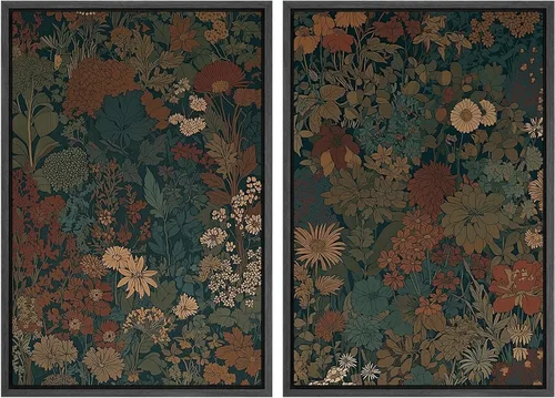 Miniatura 49 de SIGNFORD Lienzo enmarcado para pared, juego de arte con hojas de palmera de selva, polígonos geométricos, formas abstractas, ilustración, arte
