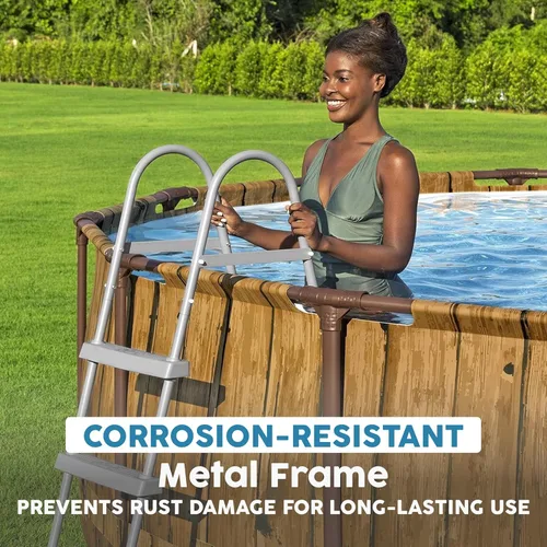 Miniatura 4 de Bestway Flowclear - Escalera de piscina sobre el suelo de 42 pulgadas, con marco de metal resistente a la corrosión