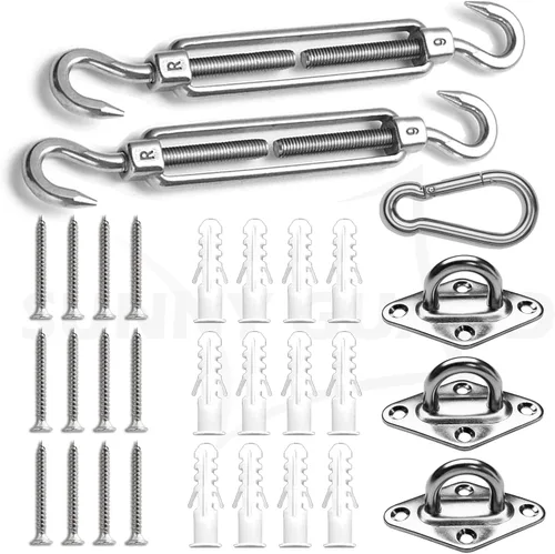 Miniatura 7 de SUNNY GUARD Kit de herrajes de acero inoxidable 304 de 8 pulgadas para instalación de toldo rectangular para patio trasero, terraza, patio, jardín