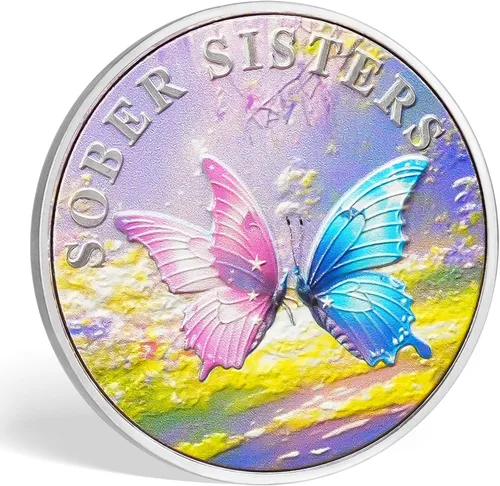 Miniatura 8 de Moneda de sobriedad con flor de mariposa Moneda AA de gracia sobria – Medallón de chip AA con alcohol anónimo inspirador Monedas de alcohólicos