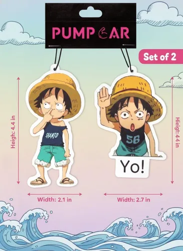 Miniatura 9 de PumpCar - Ambientador para automóvil de una pieza con aroma a cereza, 2 piezas Luffy Kid colgante de doble cara de anime japonés para espejo