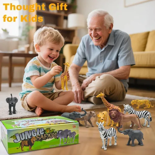 Miniatura 6 de Figuras de animales de safari, juguetes de animales de zoológico de plástico para niños pequeños de 1 a 3 años, figuras realistas de animales