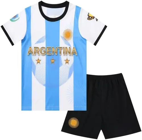 Miniatura 6 de Argentina Champions No.10 Sports Soccer Football Boys Kids Youth Jersey Shirt Kit Set