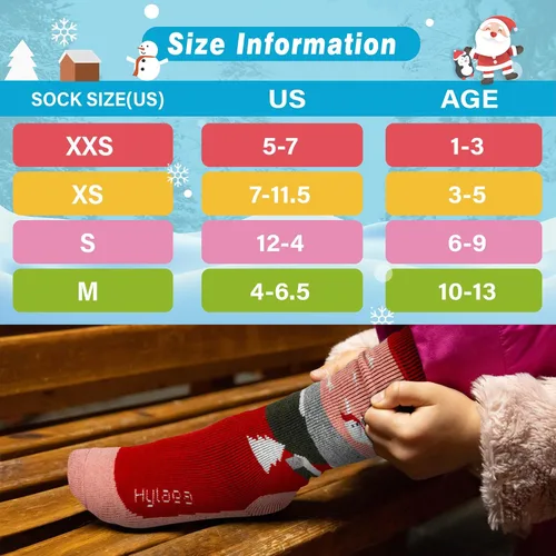 Miniatura 5 de Hylaea Calcetines de esquí de lana merino para niños, calcetines térmicos cálidos hasta la rodilla para patinaje de snowboard para niños y niñas