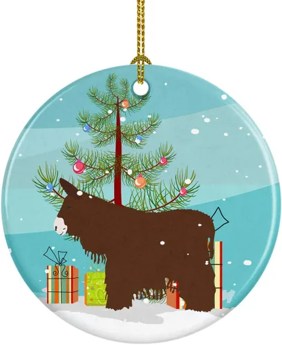 Miniatura 101 de Caroline's Treasures Adorno de cerámica de Navidad pintado o de codorniz chino, decoración colgante de árbol de Navidad verde azulado para el hogar