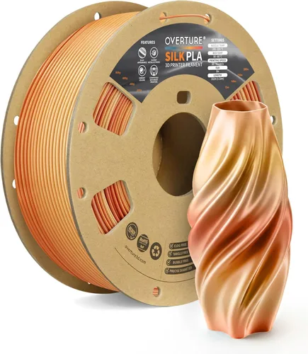 Miniatura 16 de OVERTURE - Paquete de filamento de seda PLA, sin obstrucciones, brillante, filamento metálico brillante para impresora 3D, carrete de 1 kg * 4
