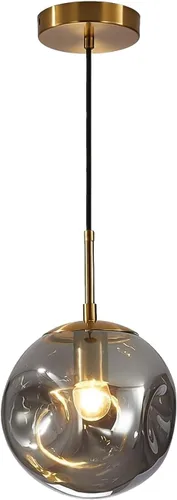 Miniatura 14 de BOKT Lámpara Colgante de Globo de Vidrio Ámbar de 3 Luces, Accesorio de Luz Colgante de Racimo Moderna de Mediados de Siglo, Luz Colgante Múltiple