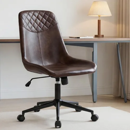 Miniatura 3 de DUHOME Silla de oficina moderna de cuero PU Silla de escritorio Silla giratoria para computadora marrón oscuro