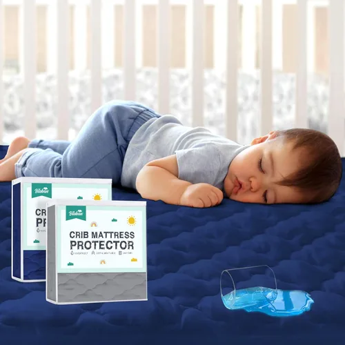 Miniatura 26 de Juego de sábanas protectoras de colchón ajustables impermeables Pack and Play, compatible con Graco Pack n Play & Dream On Me & Pamo Babe, para Nube