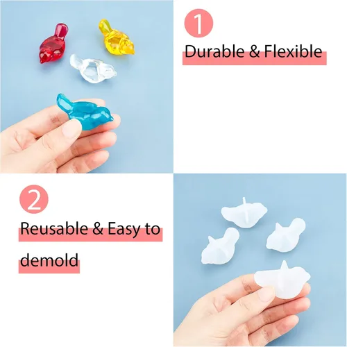 Miniatura 6 de arricraft 10 moldes de resina de silicona 3D para pájaros, moldes de fundición de resina epoxi para joyería de resina UV, manualidades