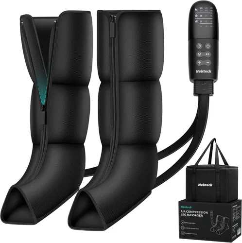 Nekteck Masajeador de piernas para circulación y alivio del dolor, botas de compresión de aire útiles para hinchazón de piernas, edema RLS con 6