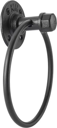 Miniatura 3 de HighFree Toallero industrial, soporte para toalla de mano de tubería de granja, accesorios de baño montados en la pared negro mate, anillo de toalla