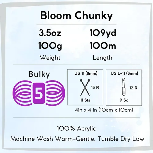 Miniatura 4 de Premier Yarns Bloom Chunky Gerbera 1114-21 - Hilo acrílico grueso y voluminoso #5 (3 madejas, el mismo lote de tinte) para ganchillo y tejer