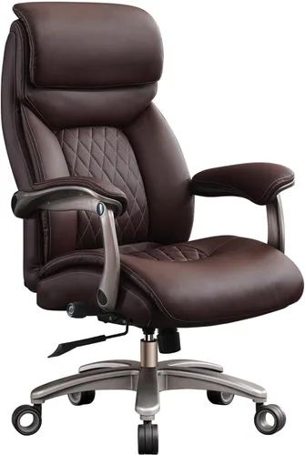 Miniatura 9 de Silla de oficina grande y alta con reposabrazos de área amplia, silla ejecutiva de piel sintética de 600 libras, soporte lumbar ajustable de 3