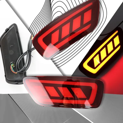 Miniatura 3 de Reflectores LED rojos para parachoques trasero, luz trasera de freno antiniebla, lámparas de señal de giro secuencial, accesorios compatibles